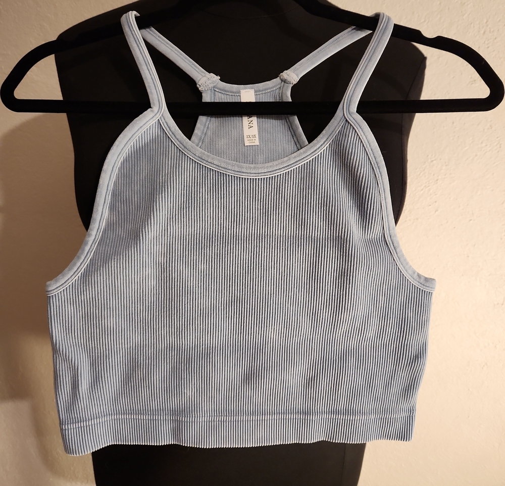 Zenana Outfitters Green Ribbed Square Neck Tank